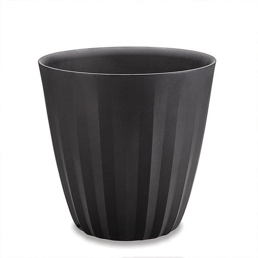 Crescent Garden Pleat Modern Planter in Caviar Black